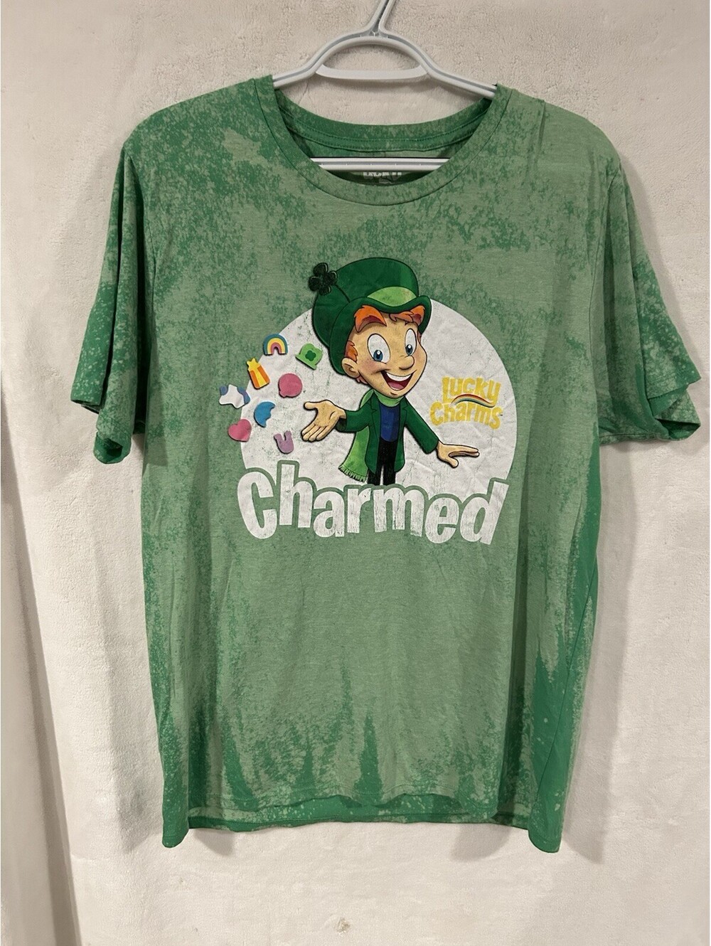 Lucky Charms "Charmed" L Front Graphic T Green cotton/ poly blend